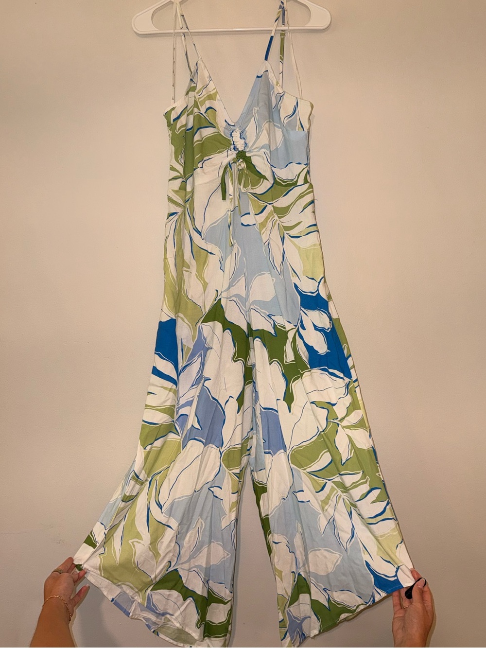 Tie-Front Wide-Leg Printed Jumpsuit
